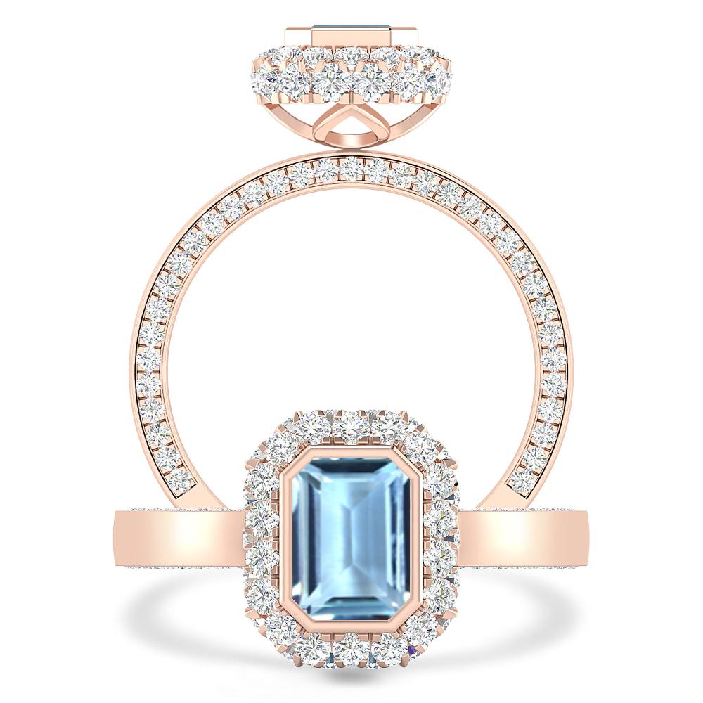 Rose Gold - Aquamarine