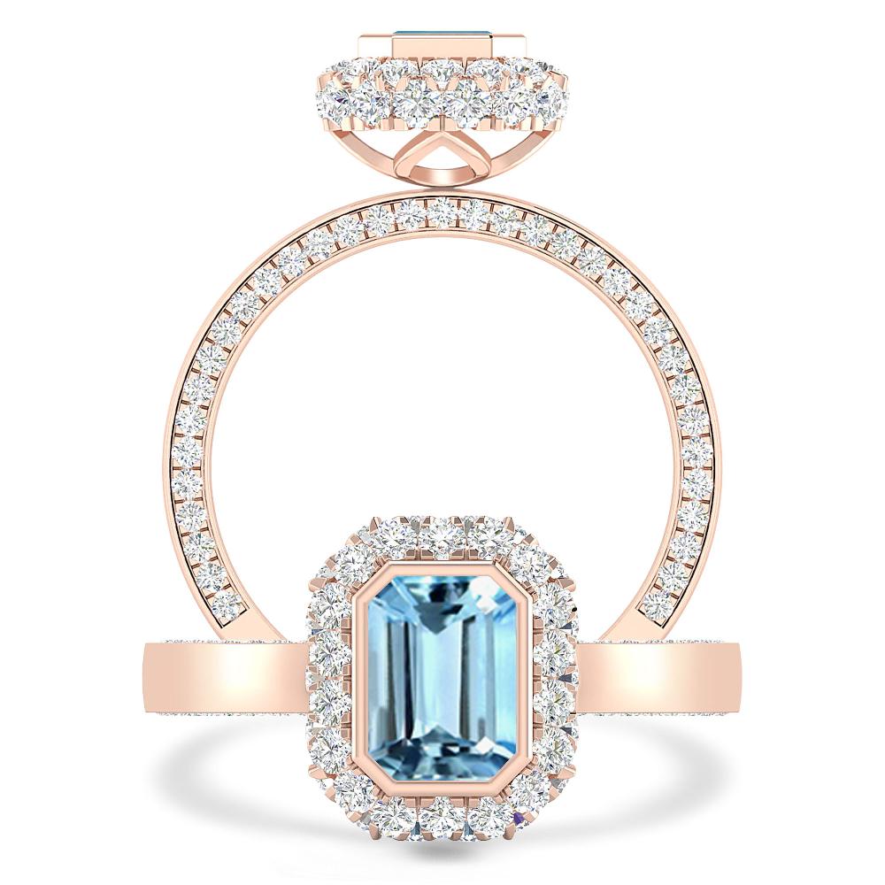 Rose Gold - Aquamarine