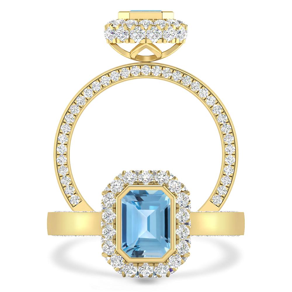 Yellow Gold - Blue Topaz