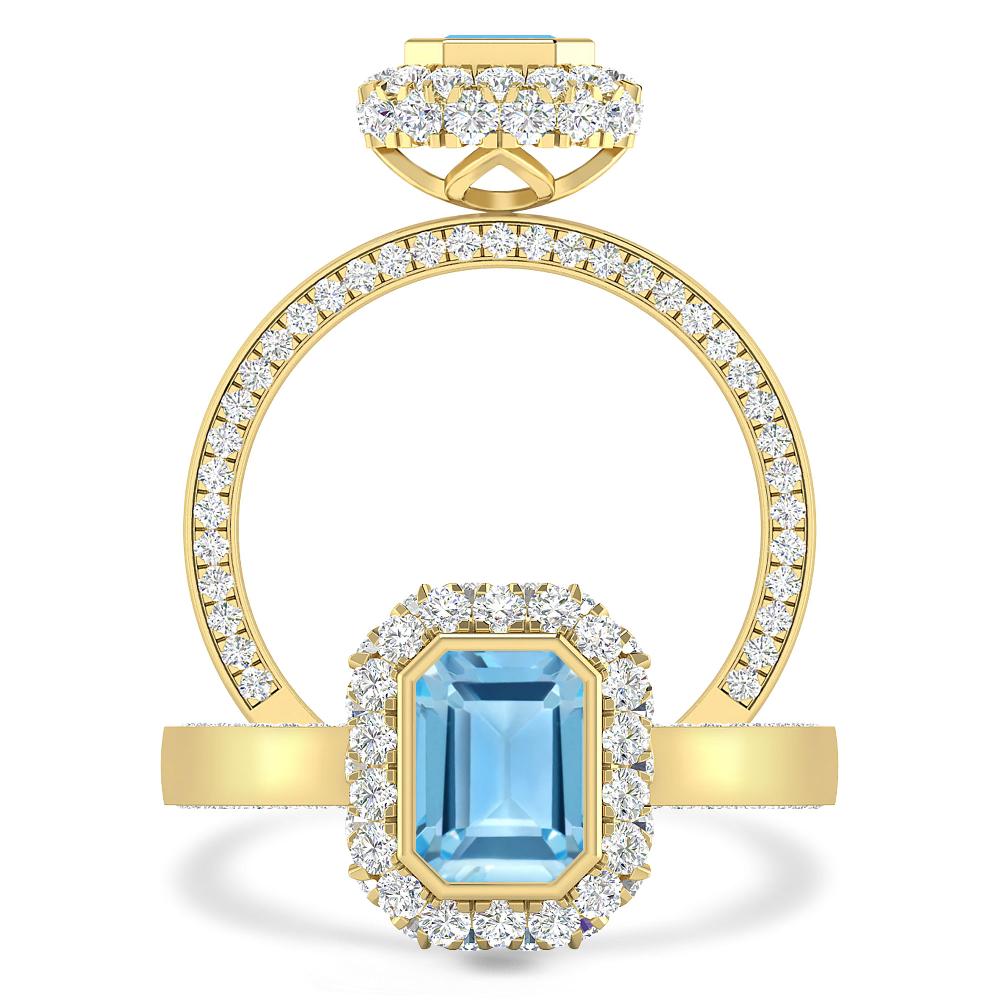 Yellow Gold - Blue Topaz