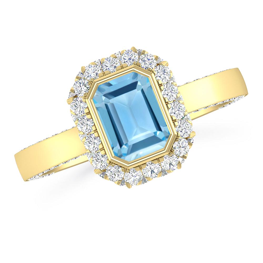 Yellow Gold - Blue Topaz