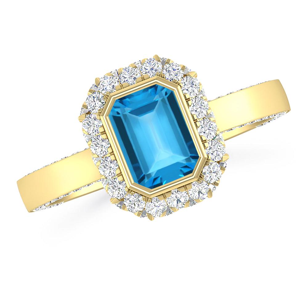 Yellow Gold - Blue Topaz