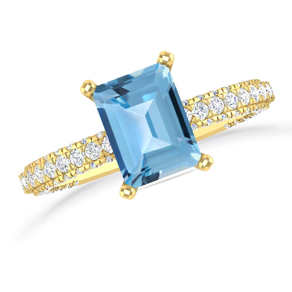 Yellow Gold - Blue Topaz