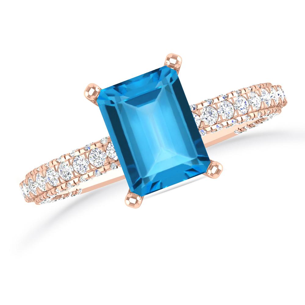 Rose Gold - Blue Topaz