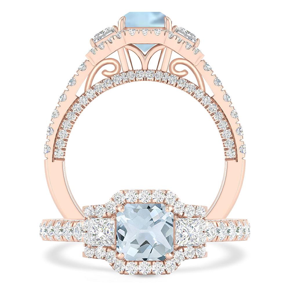 Rose Gold - Aquamarine