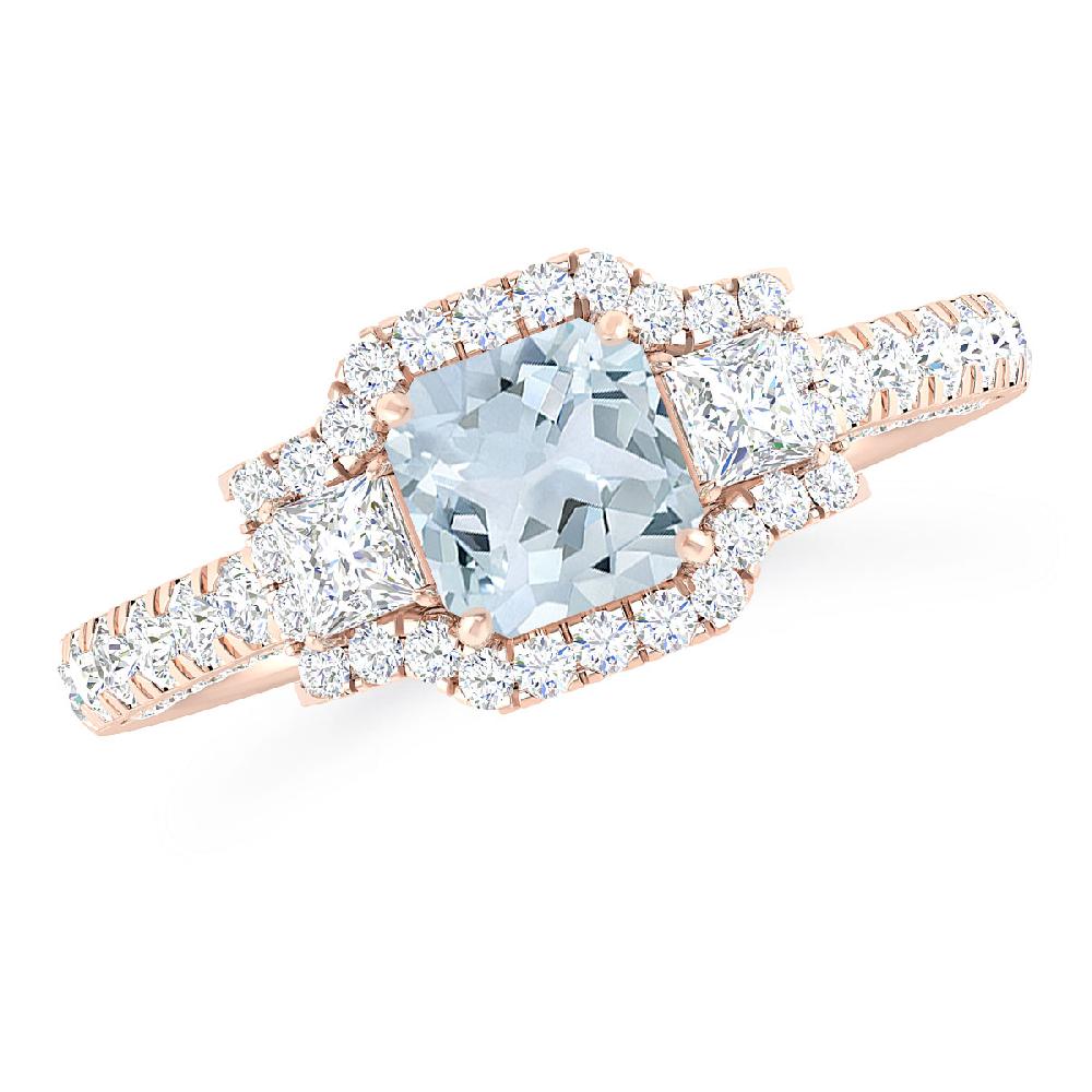 Rose Gold - Aquamarine