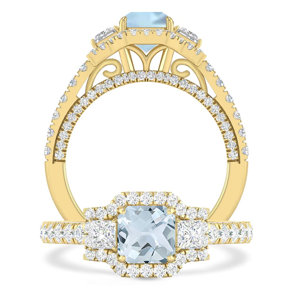 Yellow Gold - Aquamarine