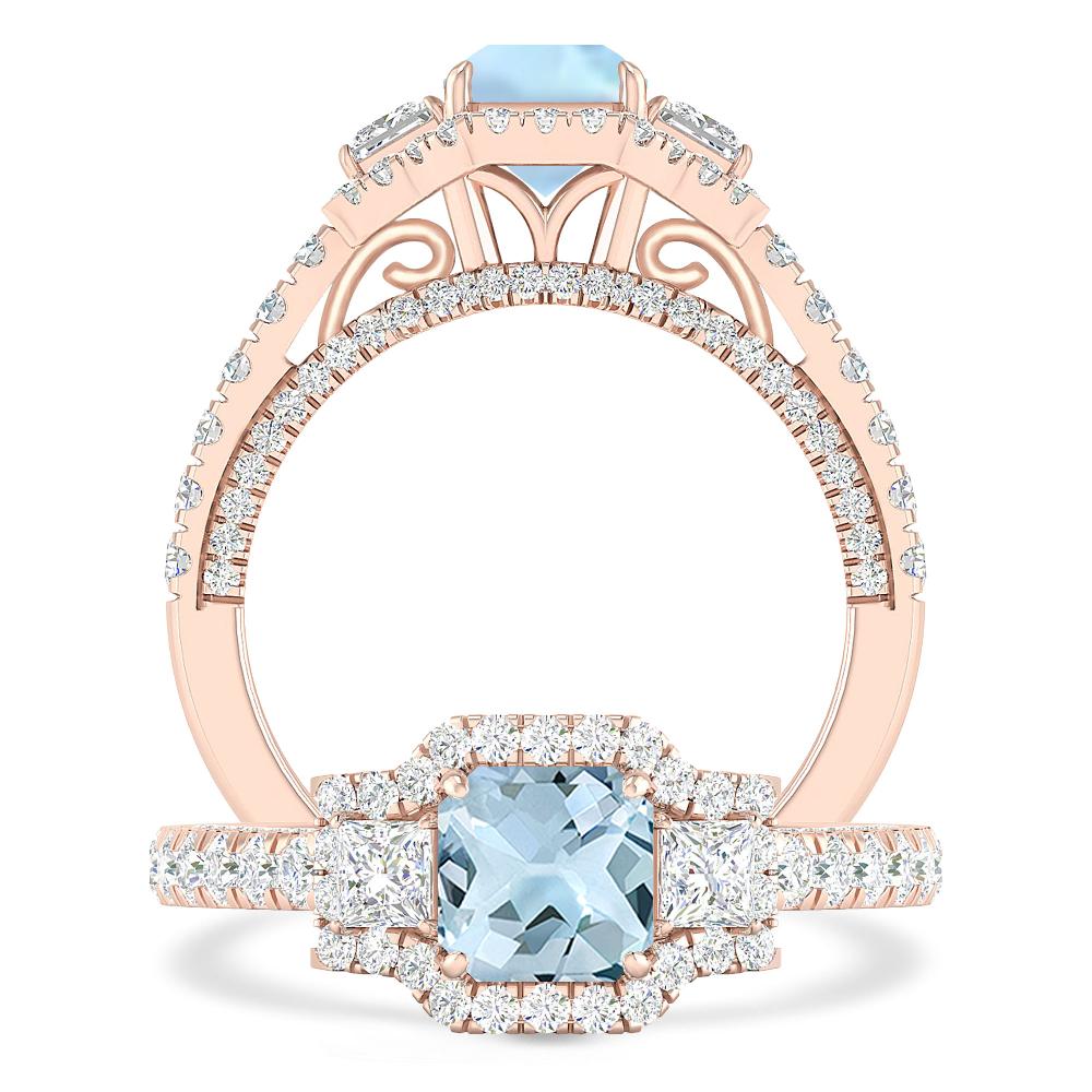 Rose Gold - Aquamarine