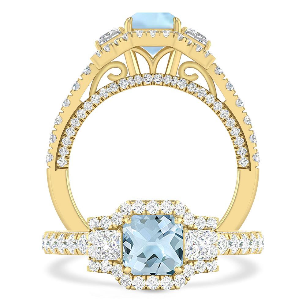 Yellow Gold - Aquamarine