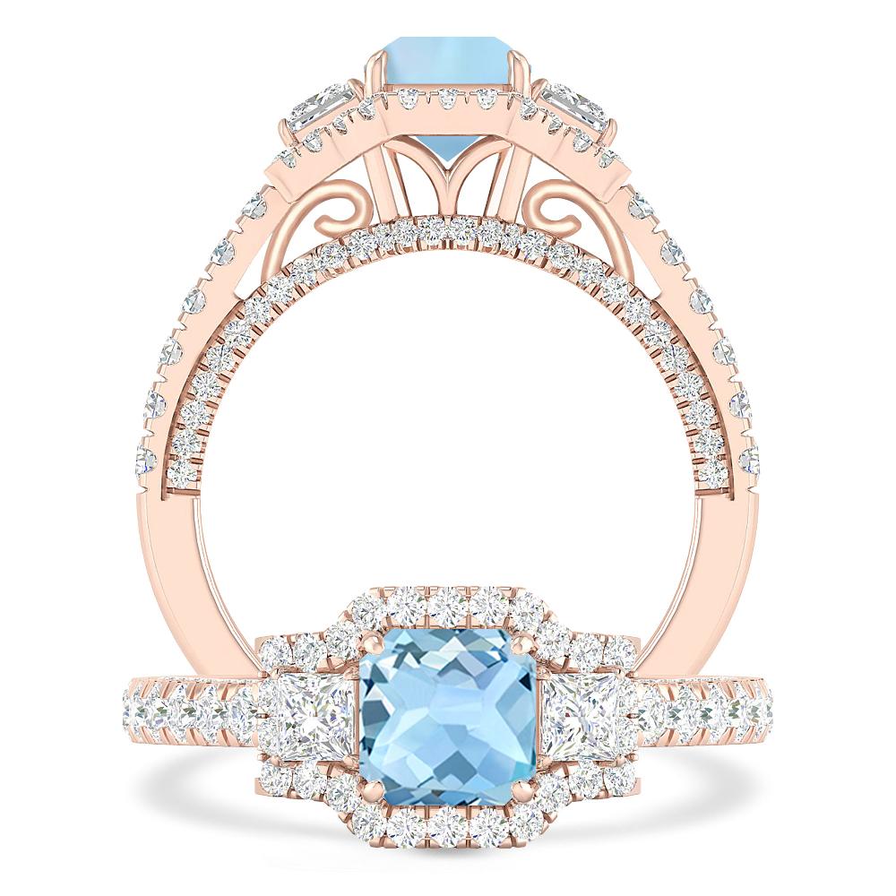 Rose Gold - Aquamarine