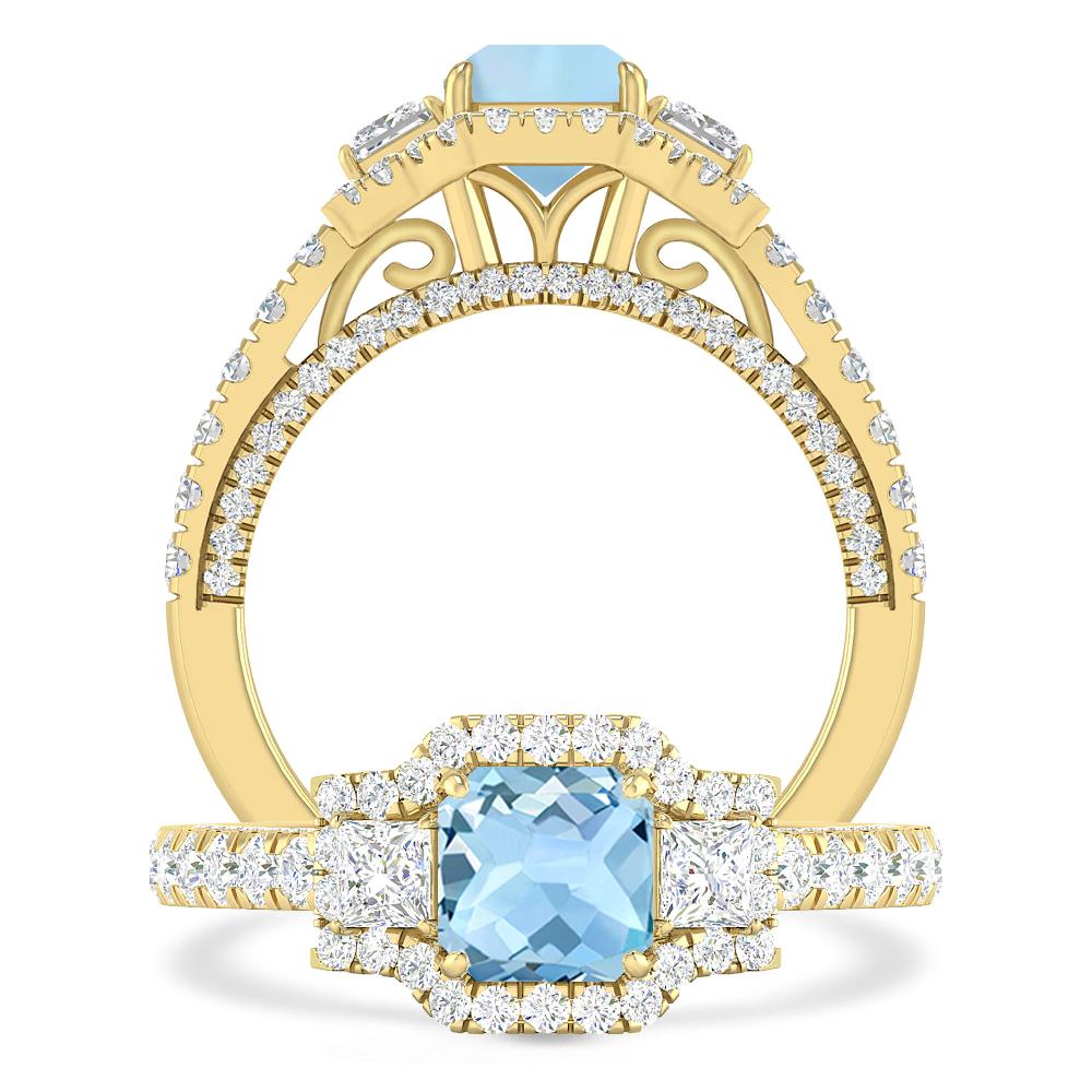 Yellow Gold - Aquamarine