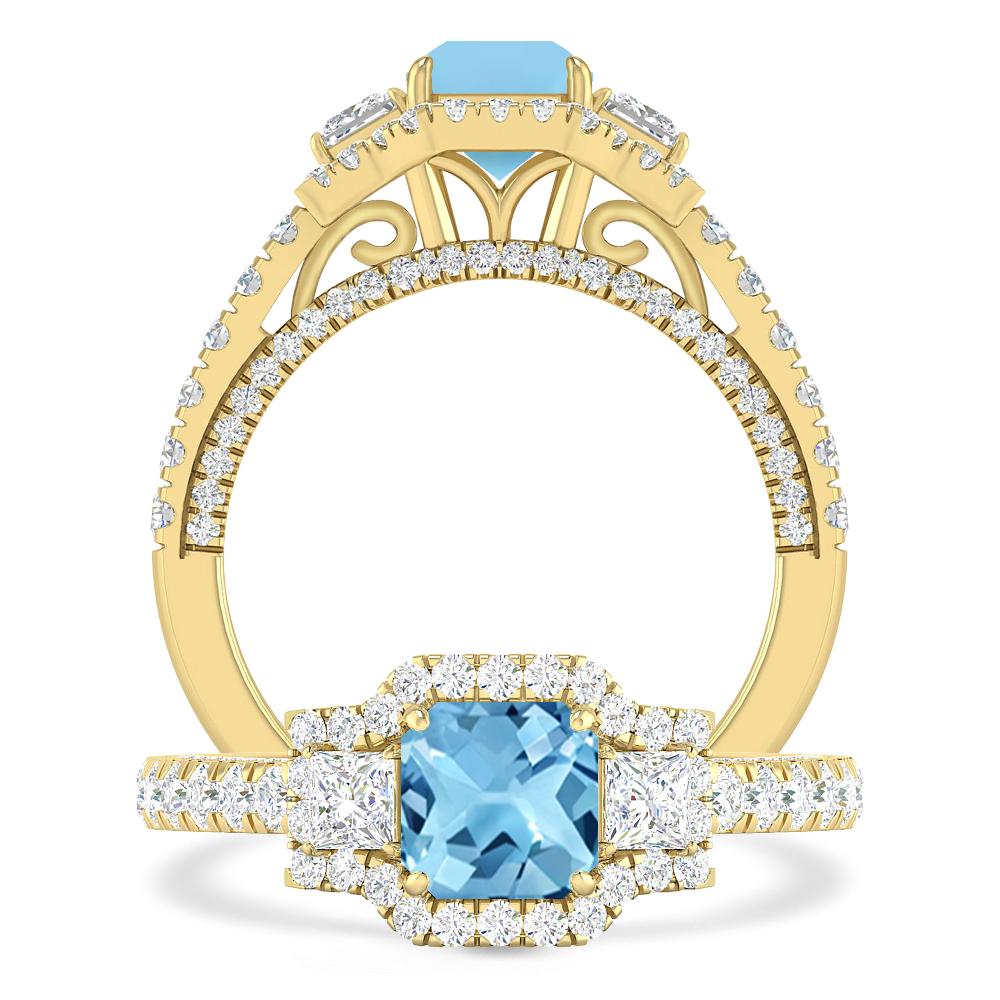 Yellow Gold - Blue Topaz