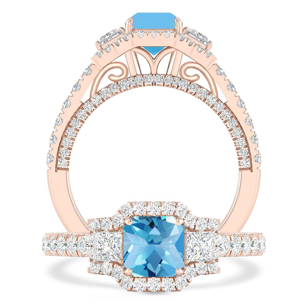 Rose Gold - Blue Topaz