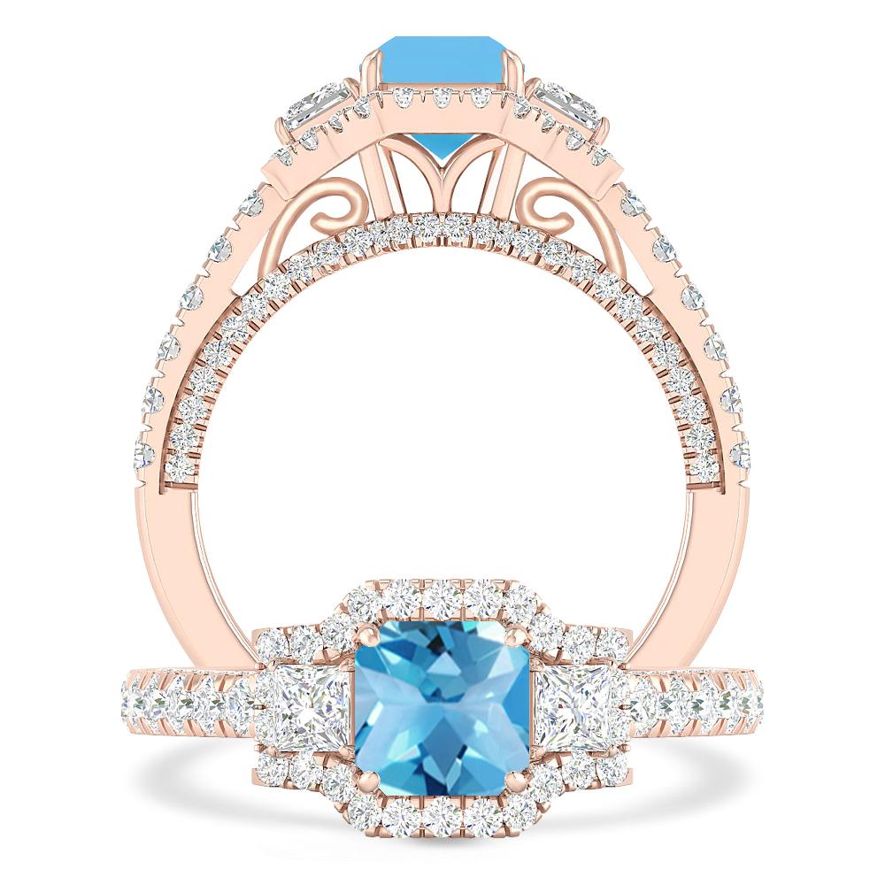 Rose Gold - Blue Topaz