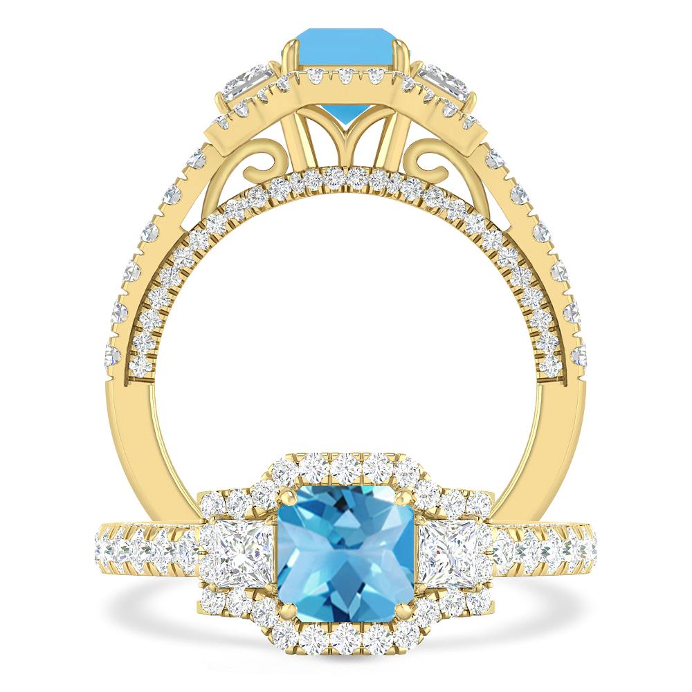 Yellow Gold - Blue Topaz