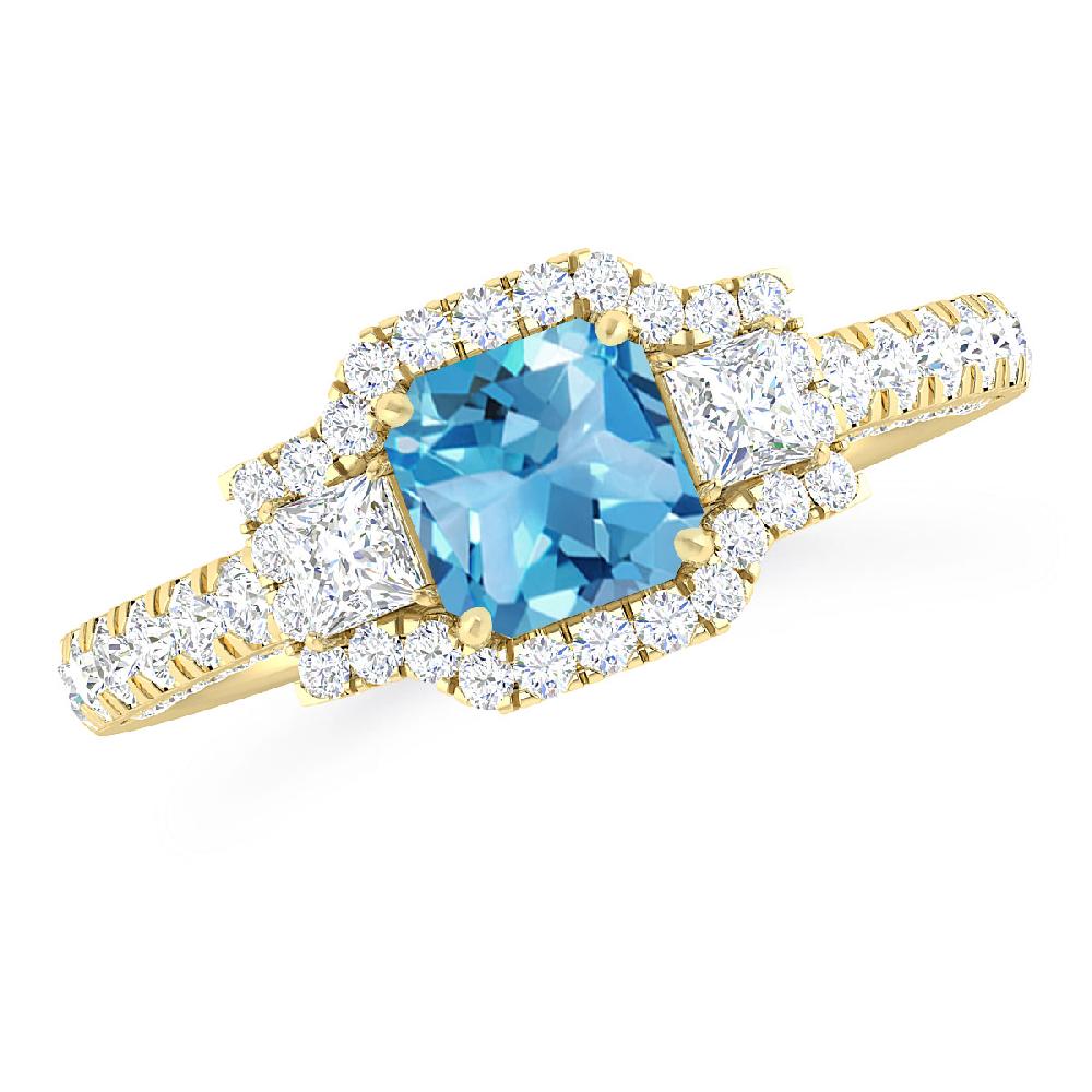 Yellow Gold - Blue Topaz