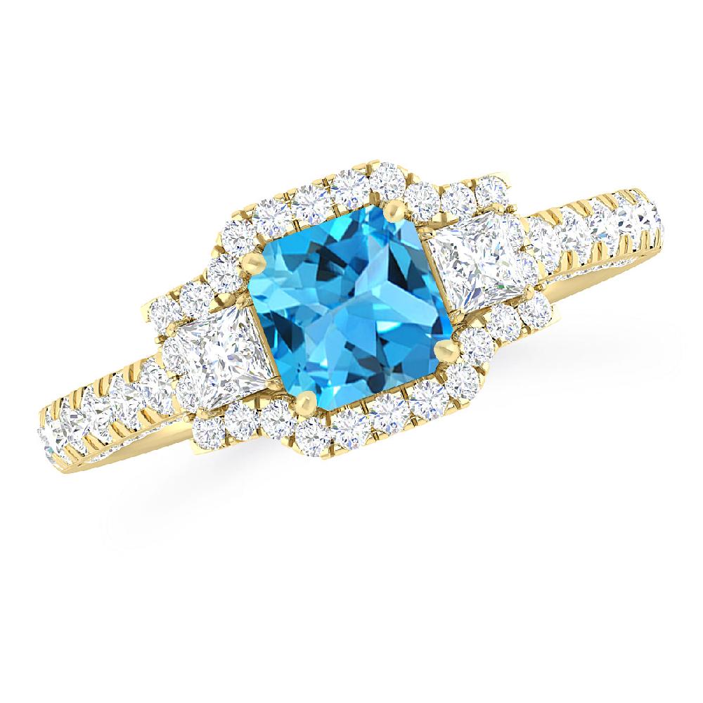 Yellow Gold - Blue Topaz