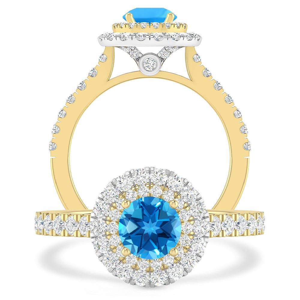 Yellow Gold - Blue Topaz