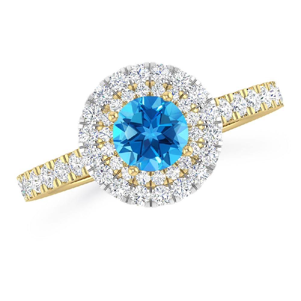 Yellow Gold - Blue Topaz