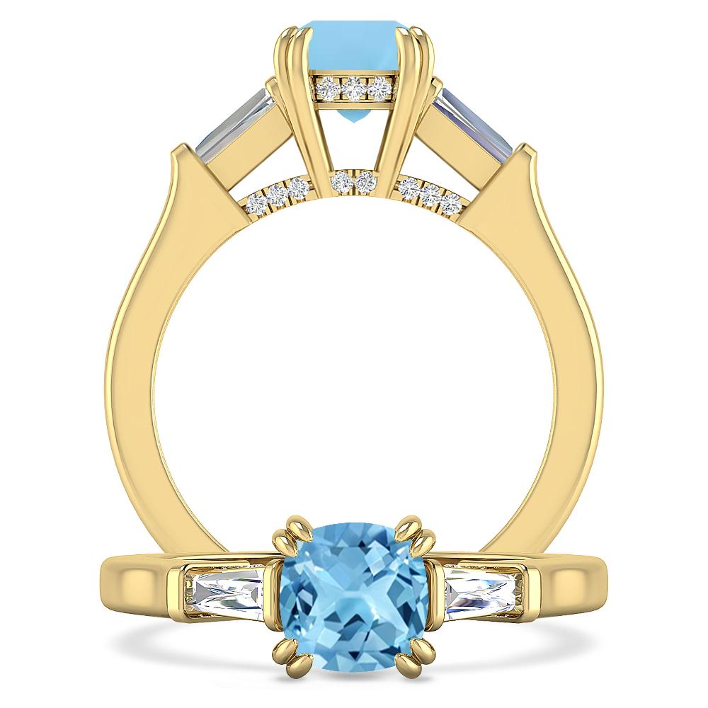 Yellow Gold - Blue Topaz