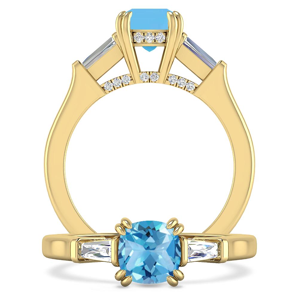 Yellow Gold - Blue Topaz