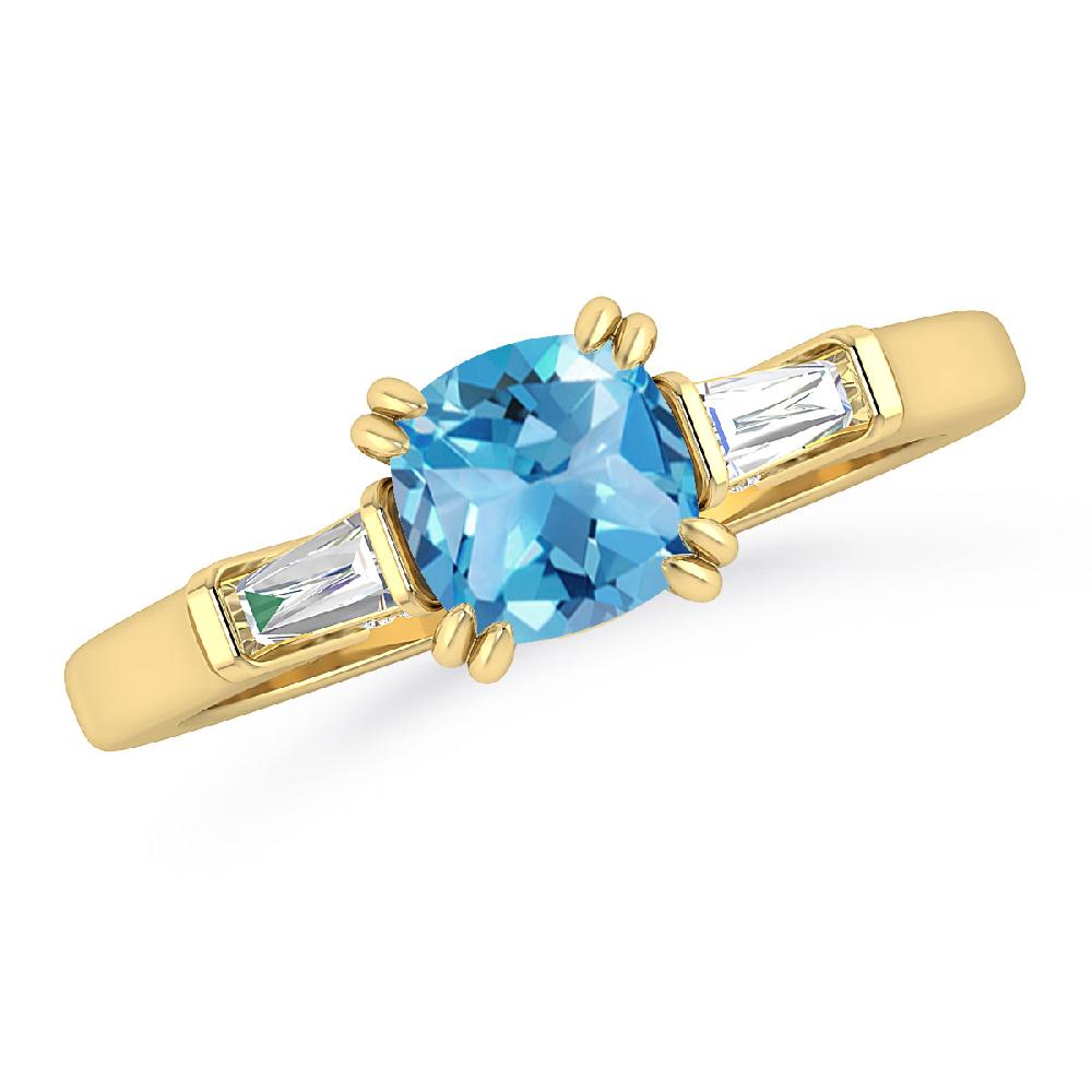 Yellow Gold - Blue Topaz