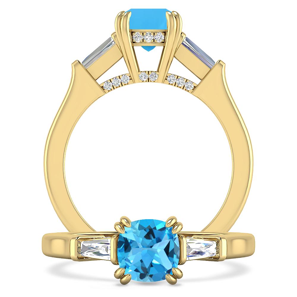 Yellow Gold - Blue Topaz
