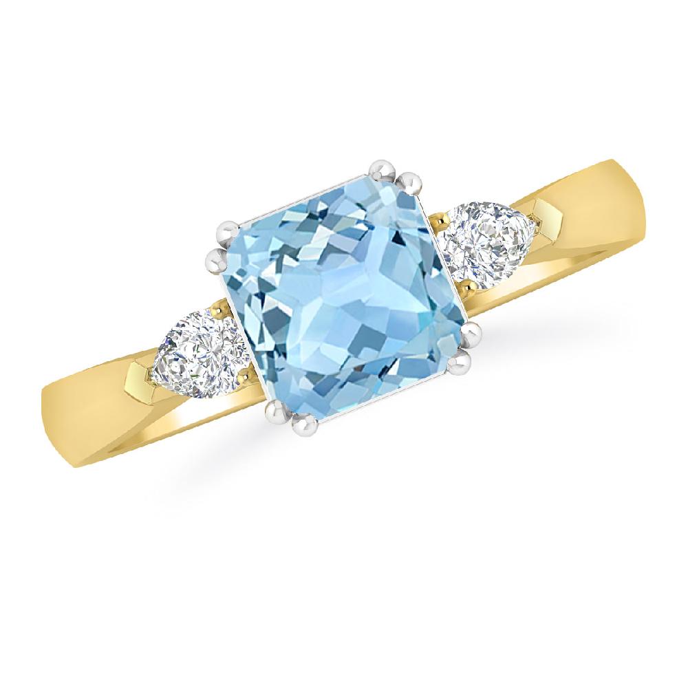 Yellow Gold - Aquamarine