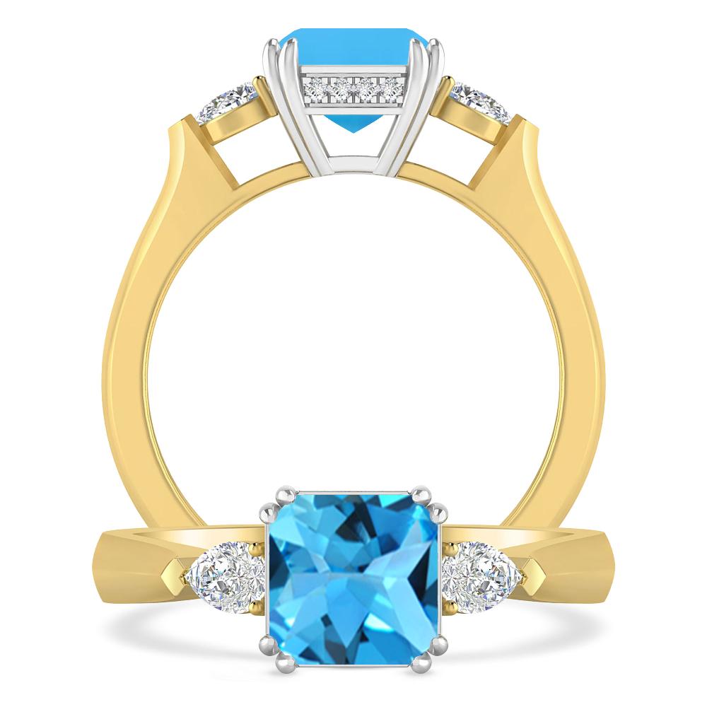 Yellow Gold - Blue Topaz