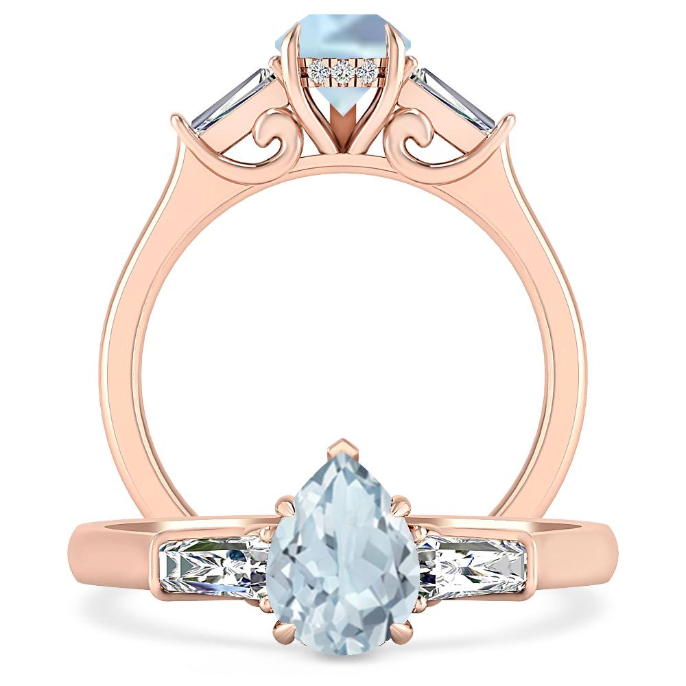 Rose Gold - Aquamarine