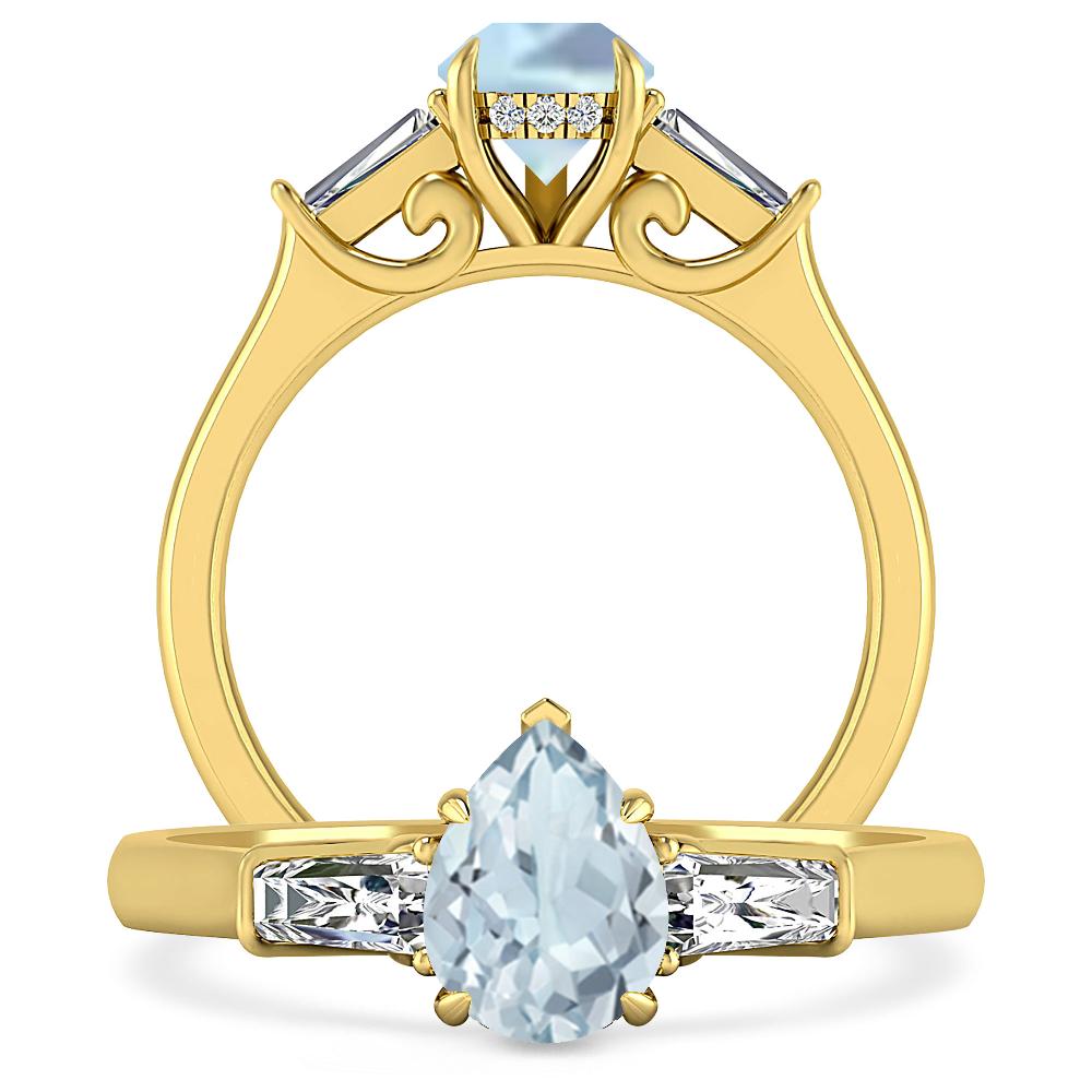 Yellow Gold - Aquamarine