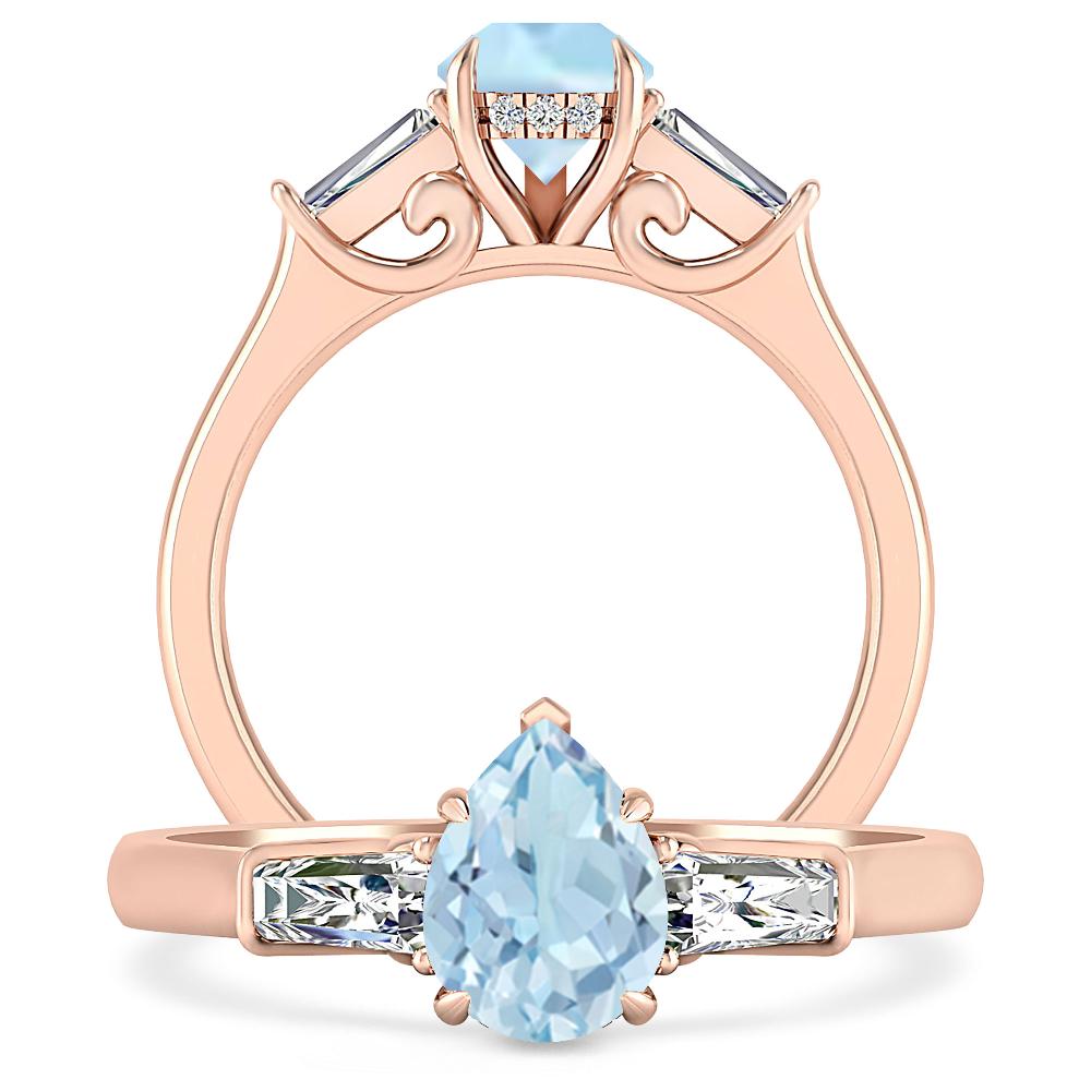 Rose Gold - Aquamarine