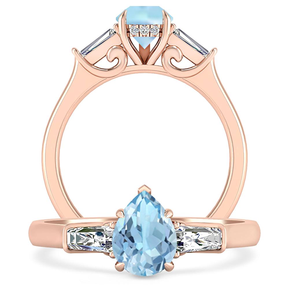 Rose Gold - Aquamarine