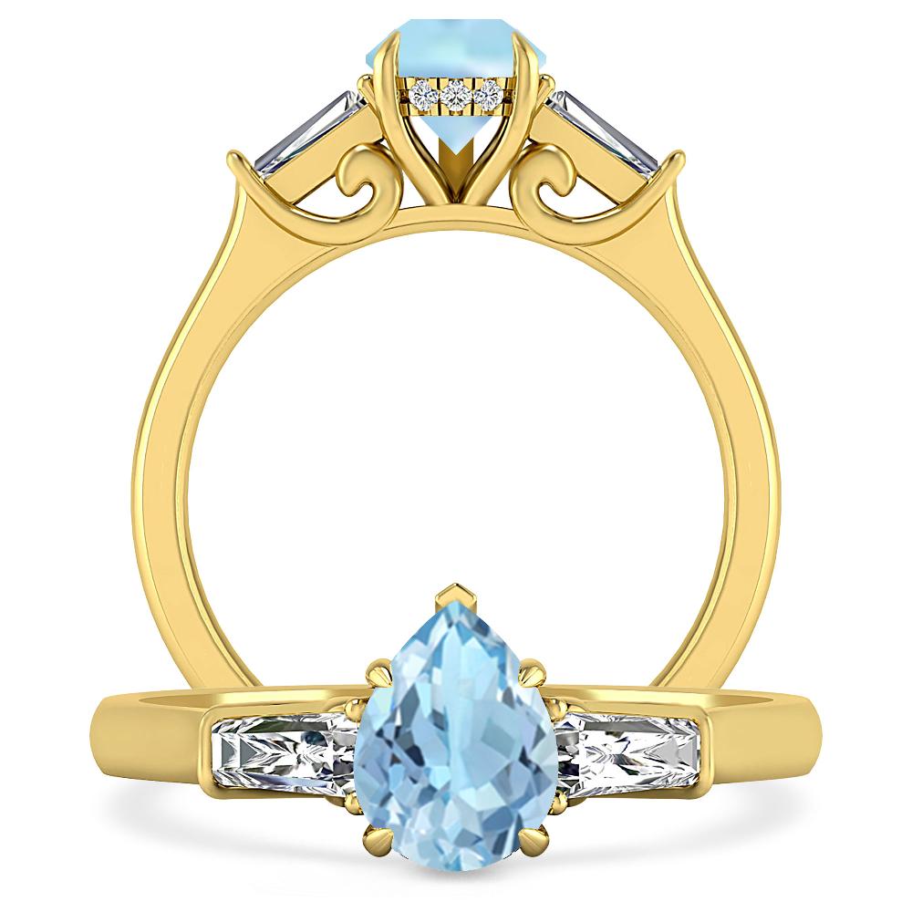 Yellow Gold - Aquamarine