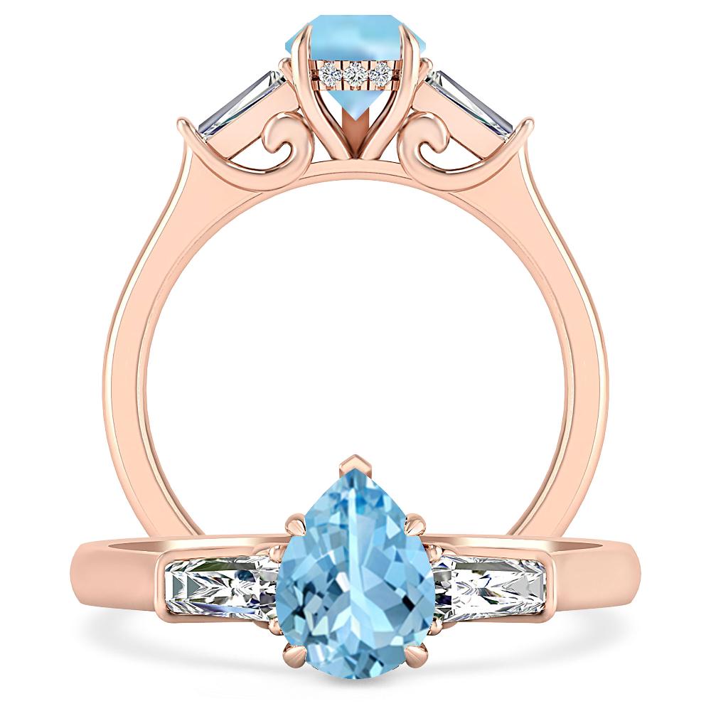 Rose Gold - Aquamarine