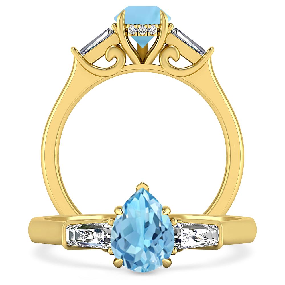 Yellow Gold - Blue Topaz