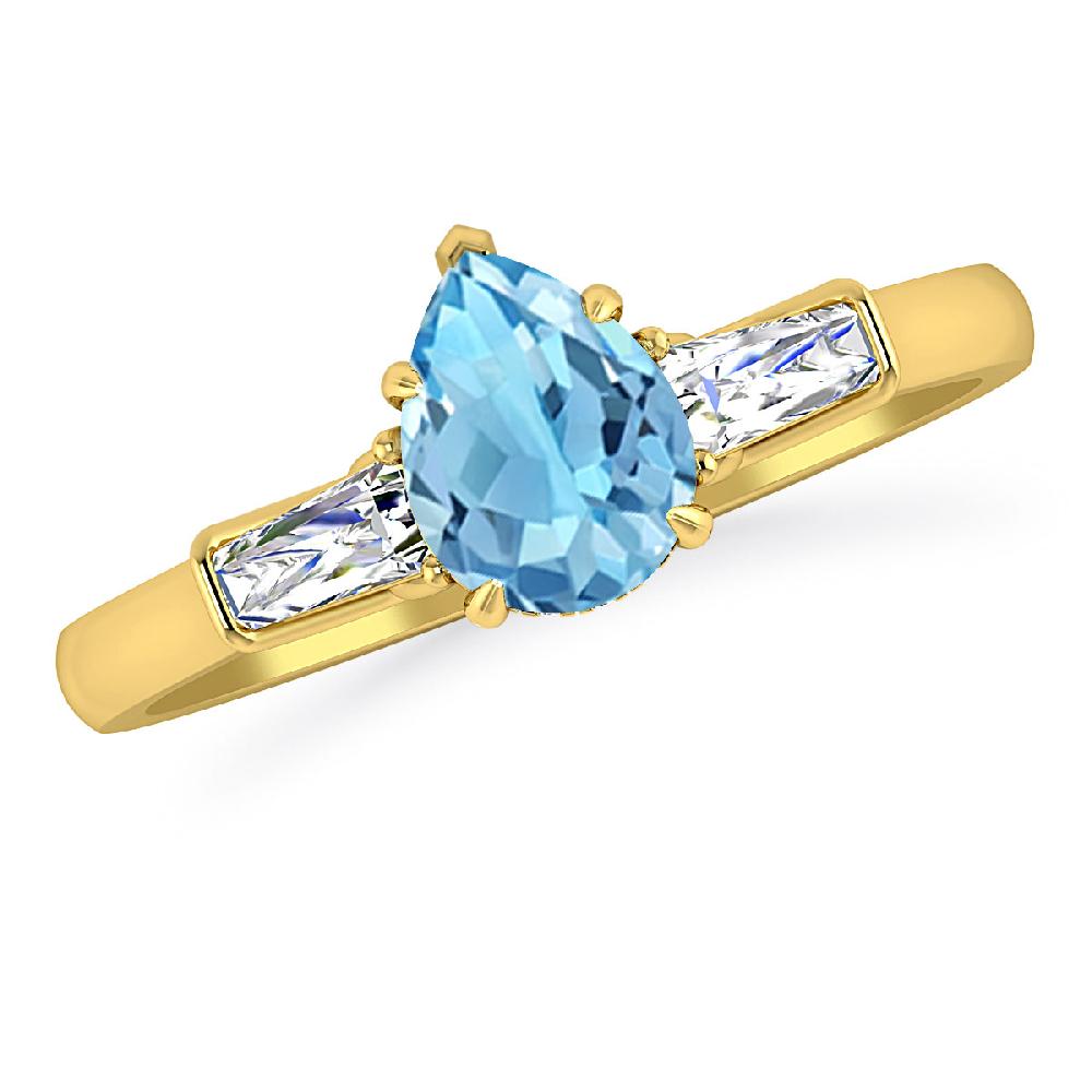 Yellow Gold - Blue Topaz