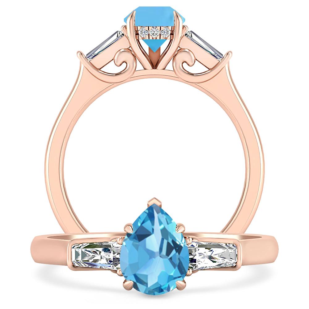 Rose Gold - Blue Topaz