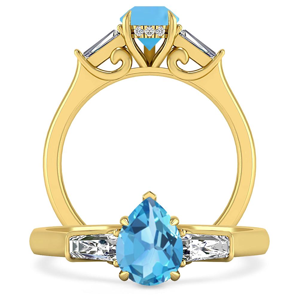 Yellow Gold - Blue Topaz