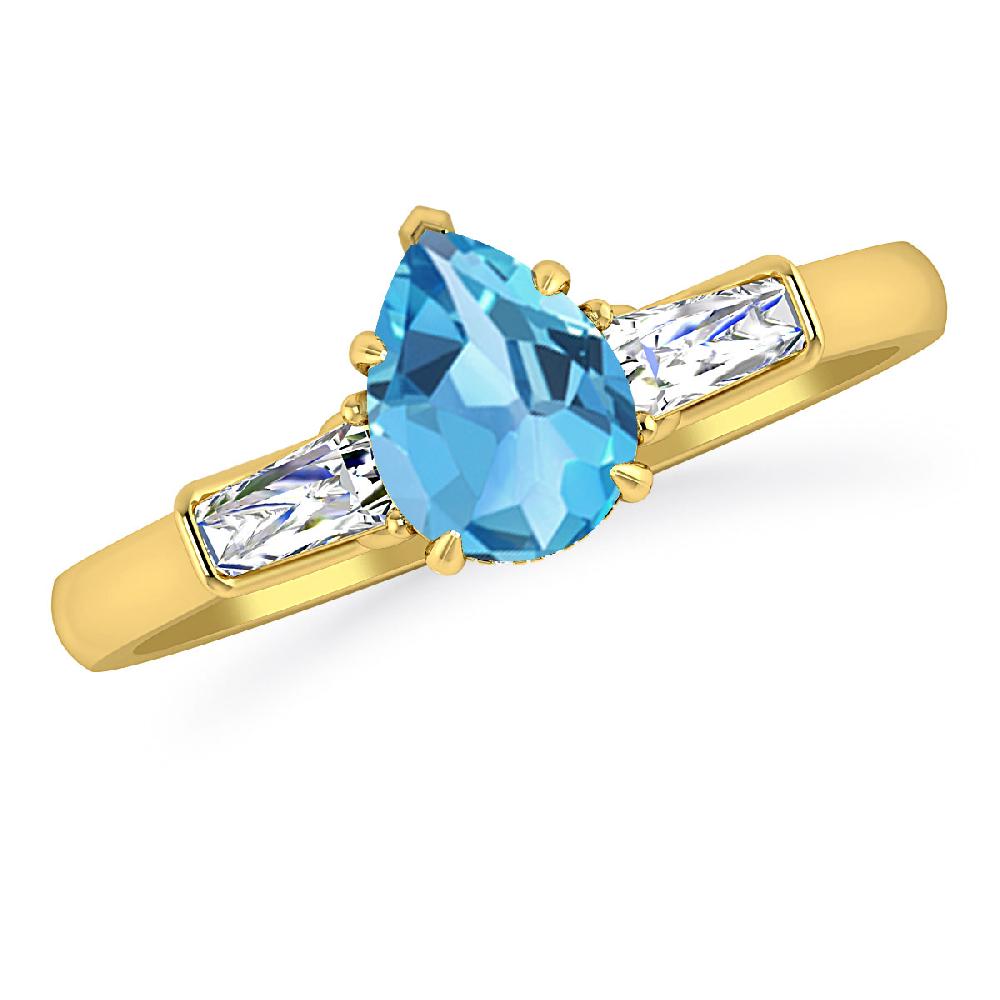 Yellow Gold - Blue Topaz