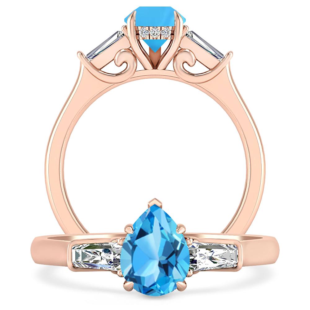 Rose Gold - Blue Topaz