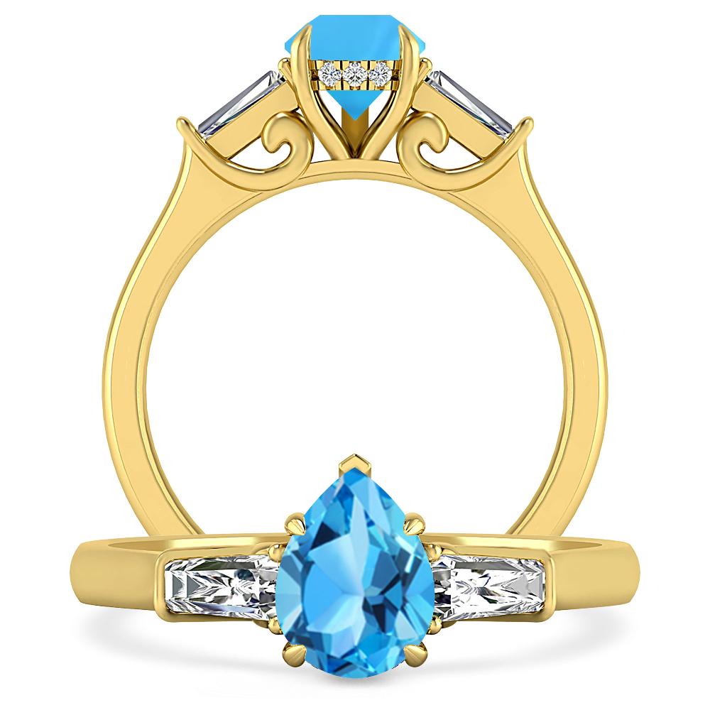 Yellow Gold - Blue Topaz