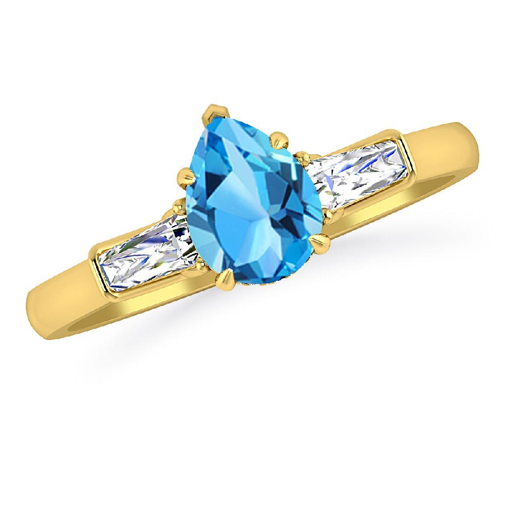 Yellow Gold - Blue Topaz