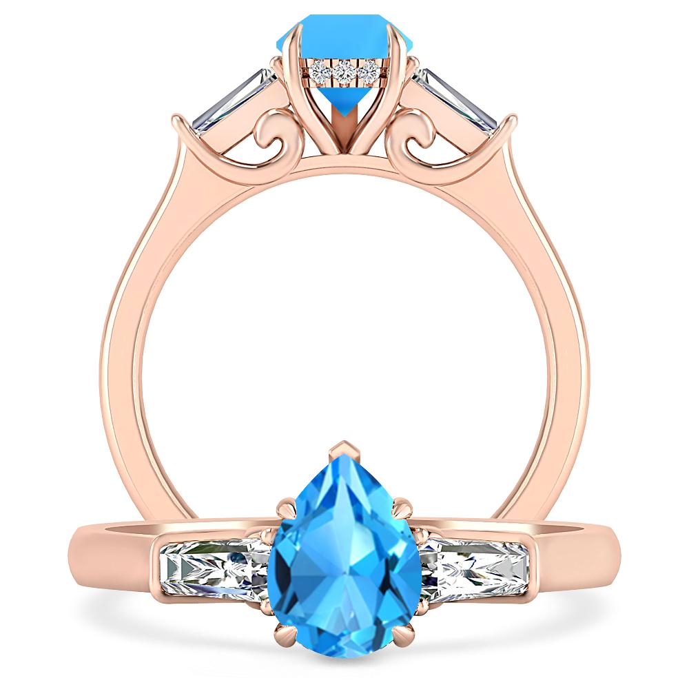 Rose Gold - Blue Topaz