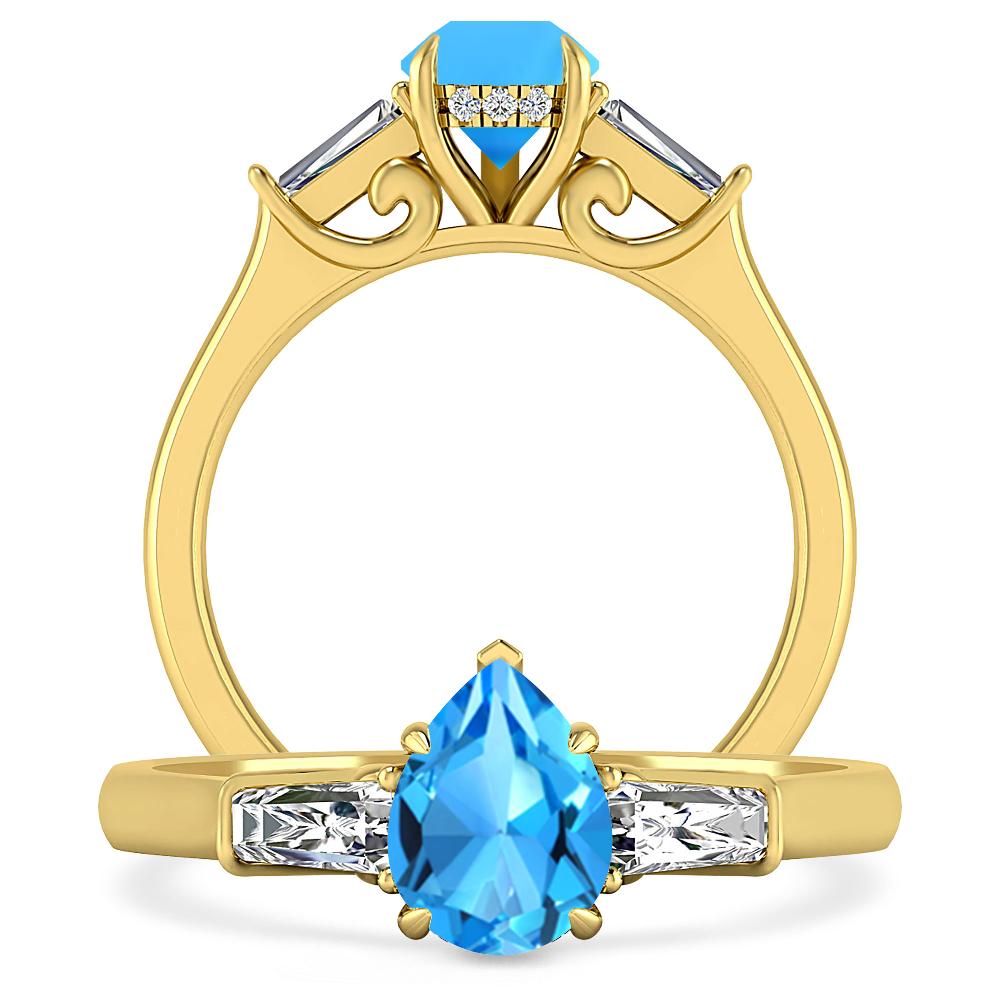 Yellow Gold - Blue Topaz