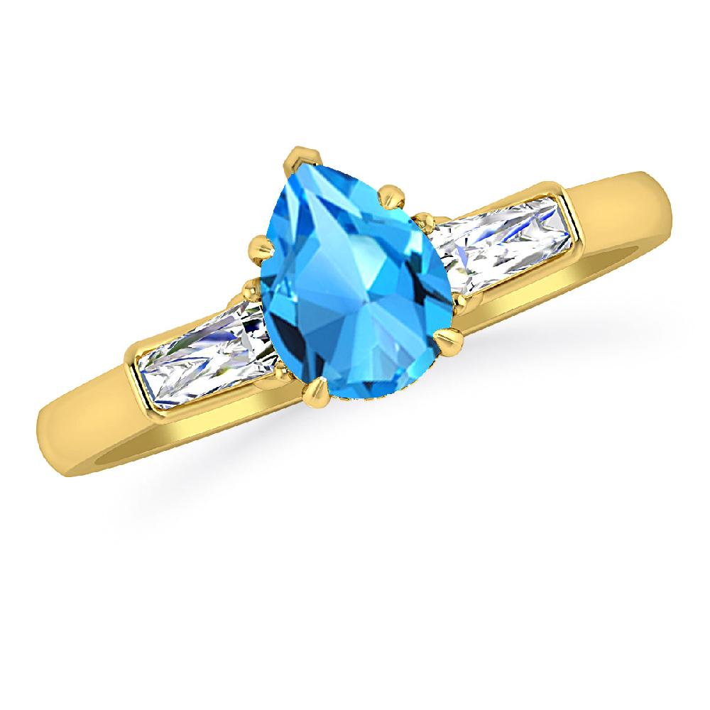 Yellow Gold - Blue Topaz