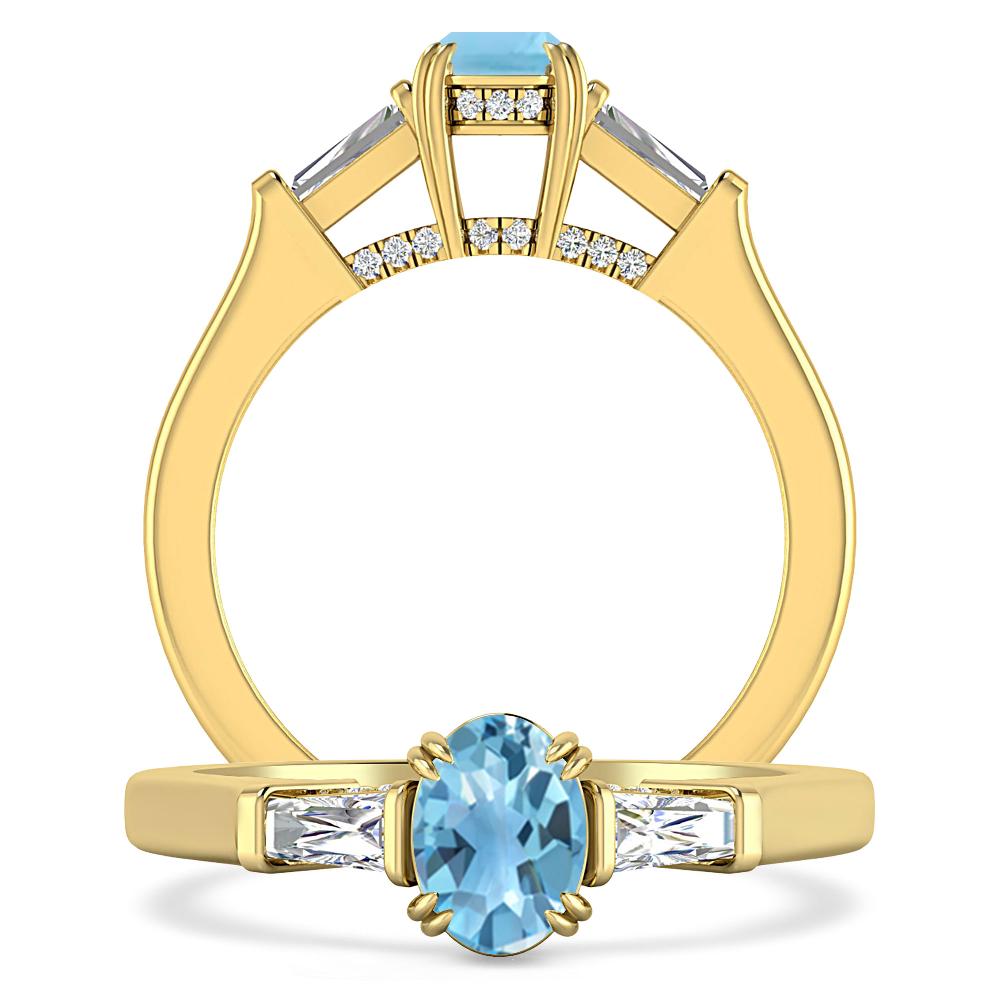 Yellow Gold - Blue Topaz