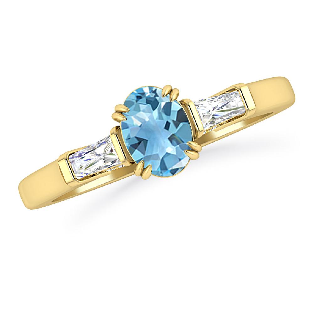 Yellow Gold - Blue Topaz