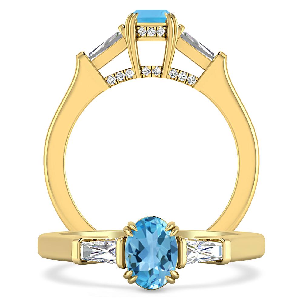 Yellow Gold - Blue Topaz