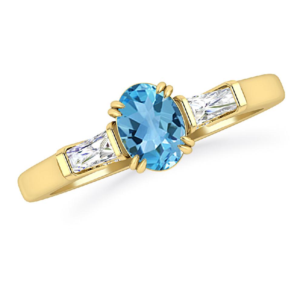 Yellow Gold - Blue Topaz